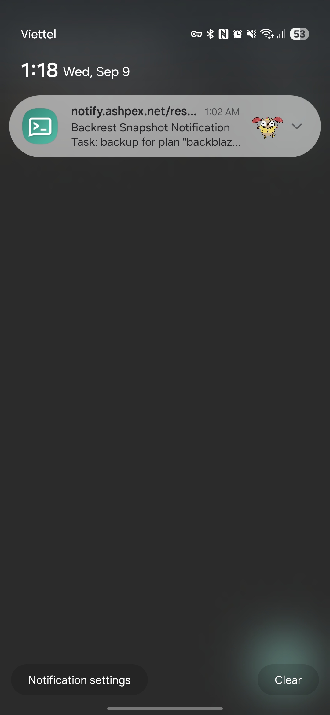 Android backup notification